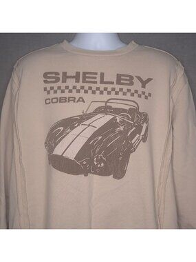 Shelby Cobra Womens Graphic Crewneck Beige Sweatshirt XL Hi Lo Long Sleeve